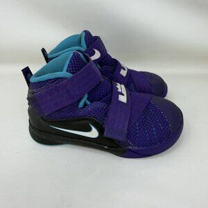 Nike LeBron Soldier 9 Shoes Purple Black Toddler Size 7C
